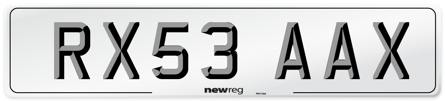 RX53 AAX Number Plate from New Reg